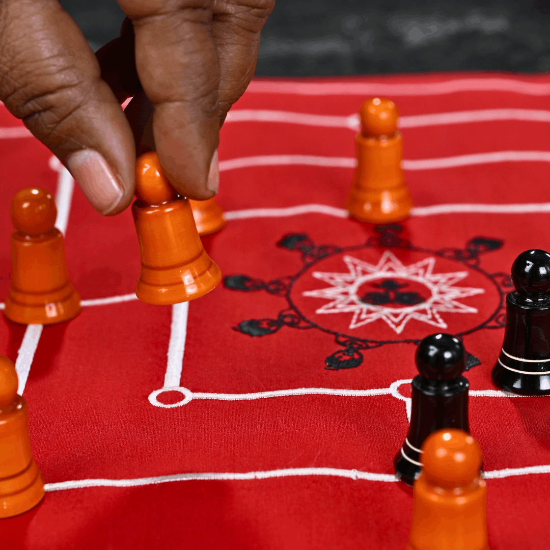 Heritage Navkankari board game by Roll the Dice, featuring traditional Indian design and colorful geometric patterns.