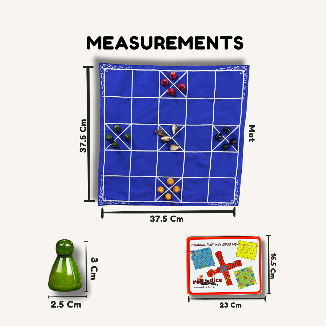 Chowka Bara 5 House Traditional Indian Board Game | Handcrafted Channapatna Set