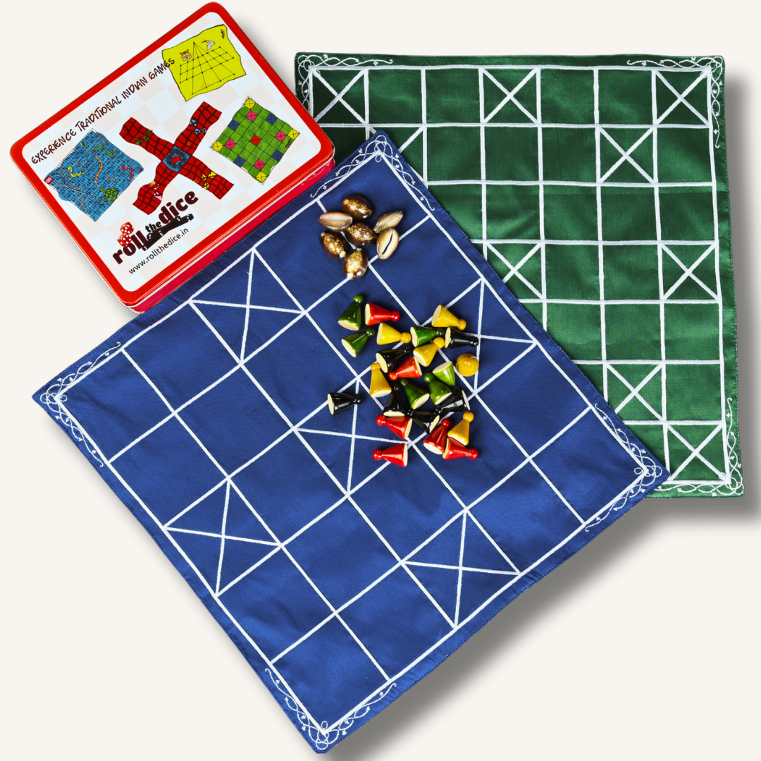 Chowka Bara Board Game – 5 & 7 Houses Combo | Traditional Indian Dice Game