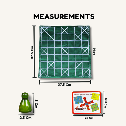 Chowka Bara 7 Houses Traditional Indian Board Game | Handmade Mat & Channapatna Pawns