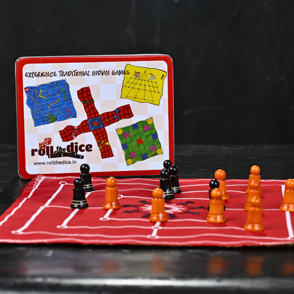 Navakankari & Sholo Gutti Game Set | Traditional Indian Strategy Board Games | Nine Men's Morris + Bead 16 Mat