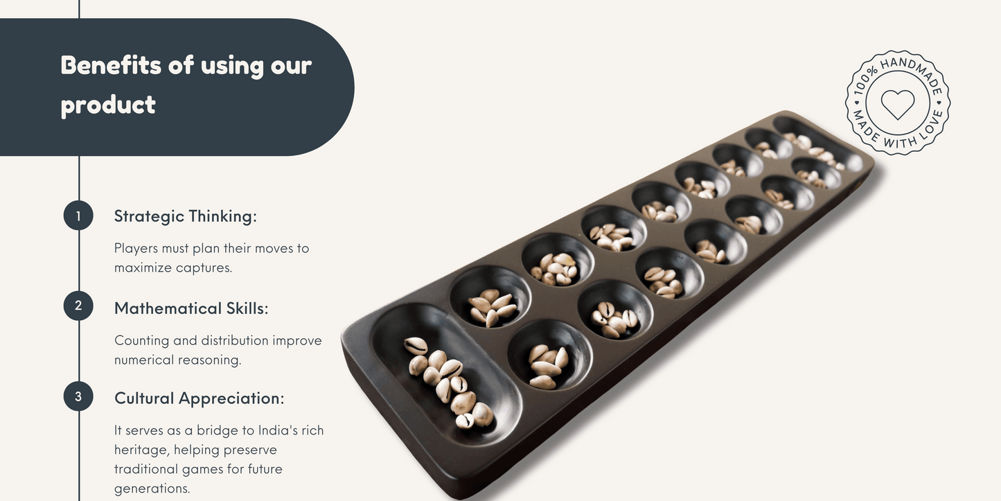 Satkoli board game by Roll the Dice, featuring colorful game pieces and traditional design on a wooden game board.