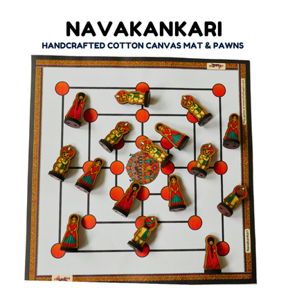 Navakankari | Nine Men’s Morris Traditional Board Game Set with Pawns | Classic Indian Strategy Game