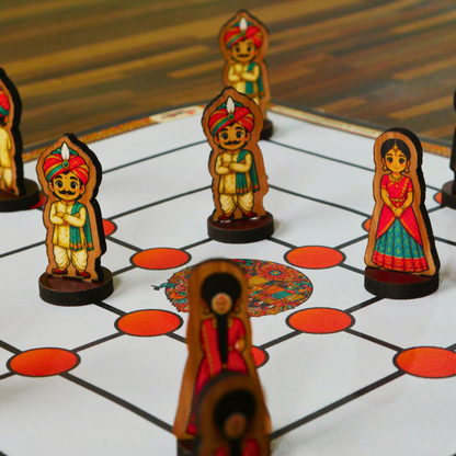 Navakankari | Nine Men’s Morris Traditional Board Game Set with Pawns | Classic Indian Strategy Game