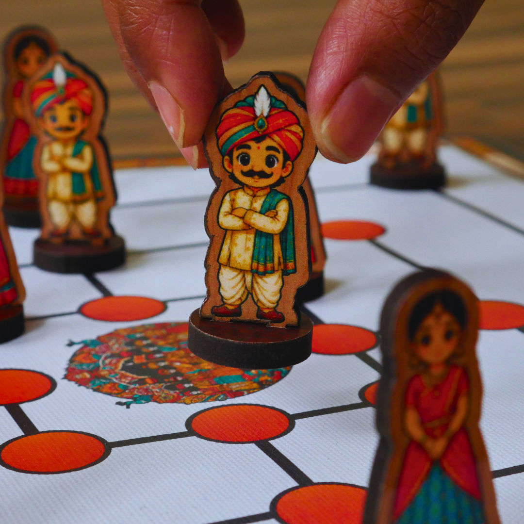 Navakankari | Nine Men’s Morris Traditional Board Game Set with Pawns | Classic Indian Strategy Game