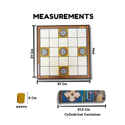 Classic Chowka Bara 5 Houses Traditional Indian Board Game | Cotton Cloth Mat & Colorful Pawns