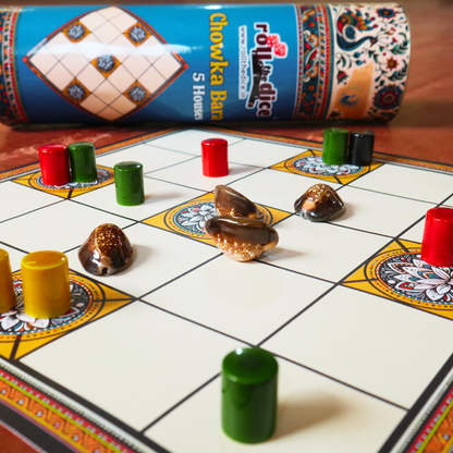 Chowka Bara 5 House Traditional Indian Board Game | Handcrafted Channapatna Set