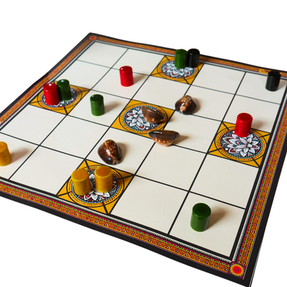 Chowka Bara 5 House Traditional Indian Board Game | Handcrafted Channapatna Set