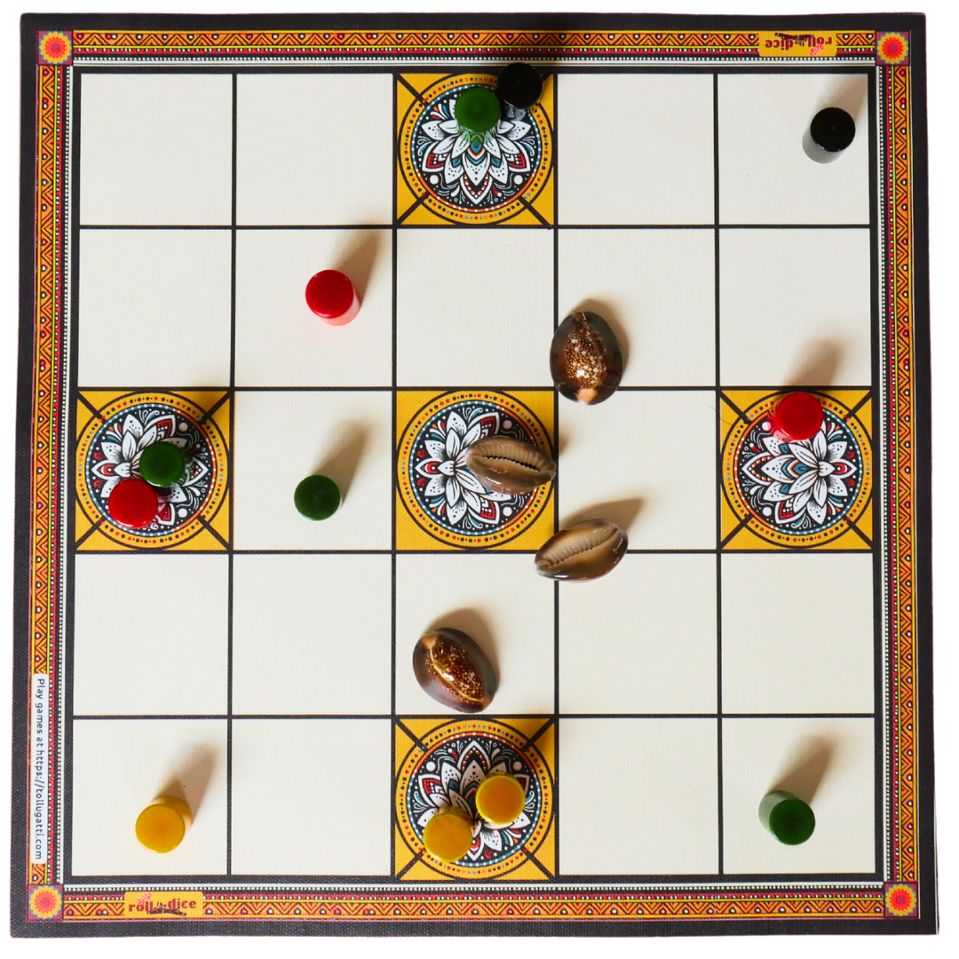 Chowka Bara 5 House Traditional Indian Board Game | Handcrafted Channapatna Set