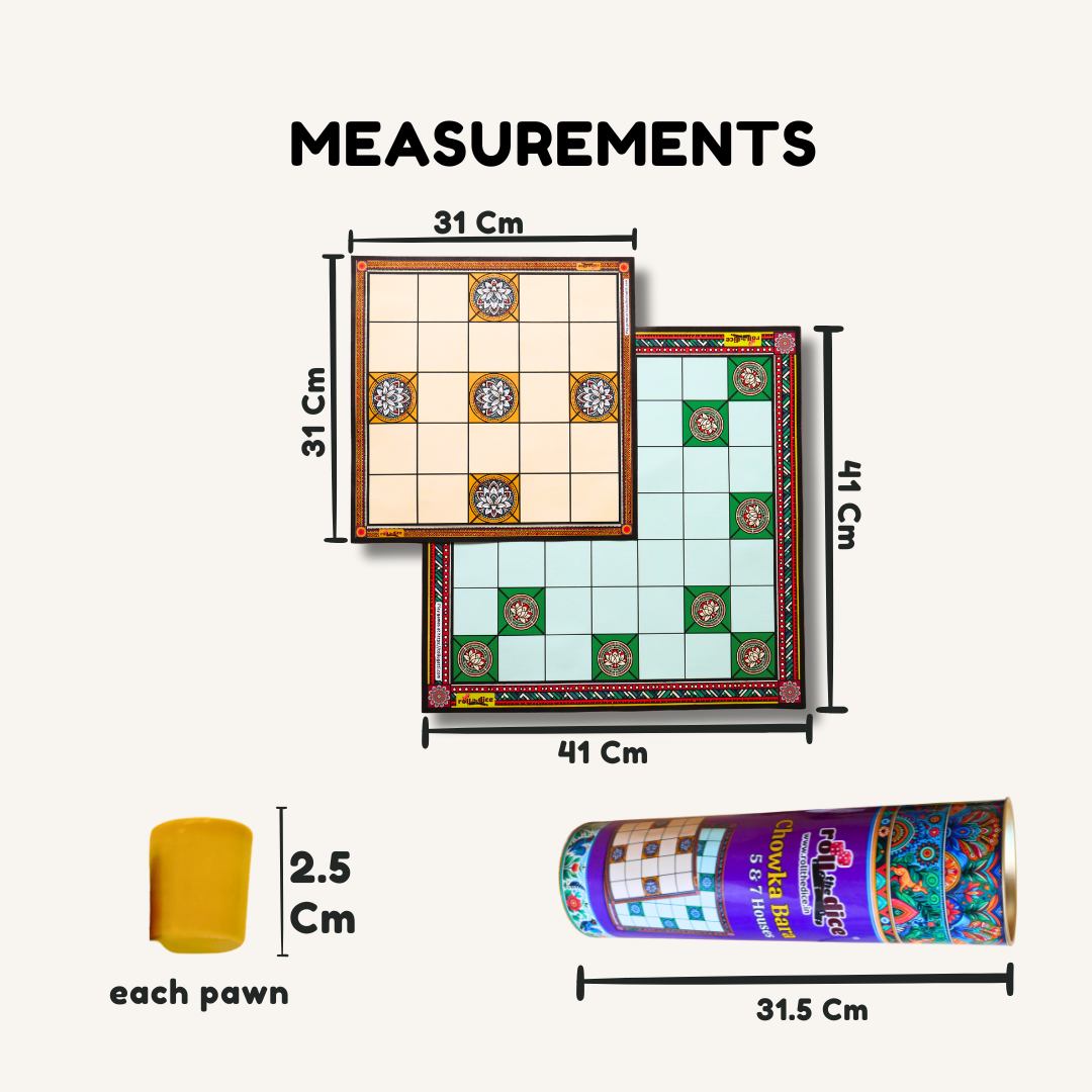 Chowka Bara Board Game – 5 & 7 Houses Combo | Traditional Indian Dice Game