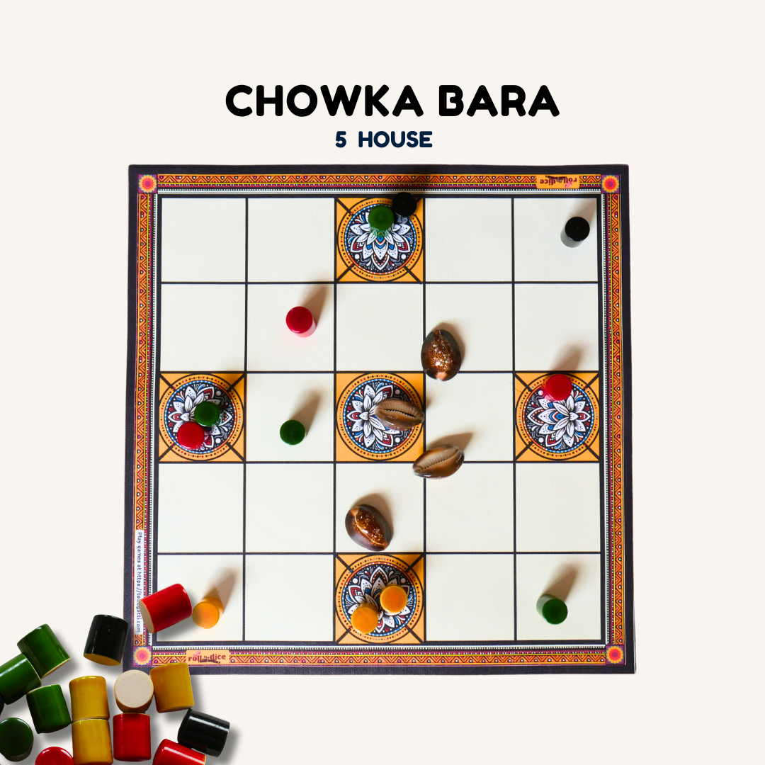 Chowka Bara Board Game – 5 & 7 Houses Combo | Traditional Indian Dice Game