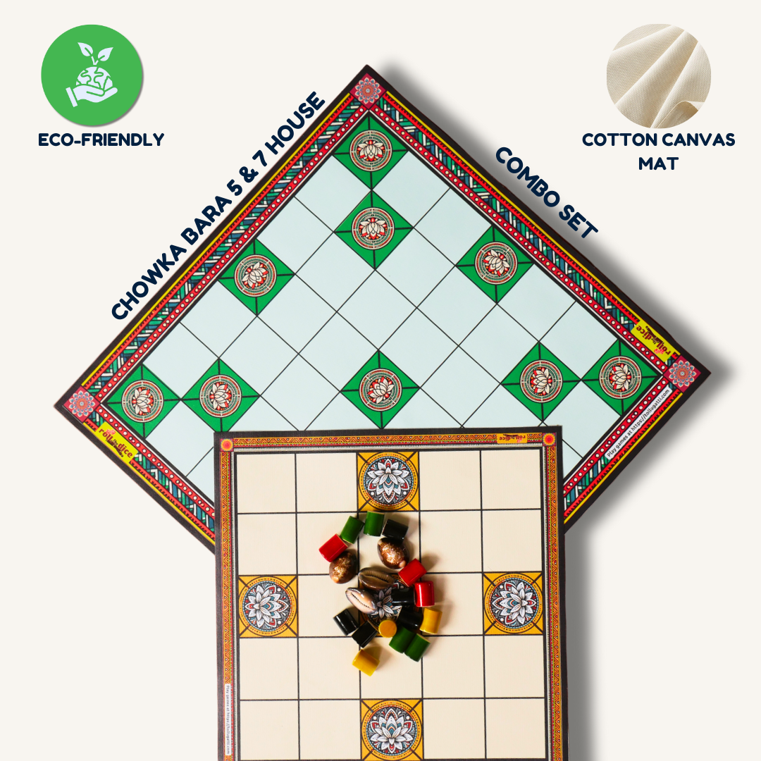 Chowka Bara Board Game – 5 & 7 Houses Combo | Traditional Indian Dice Game