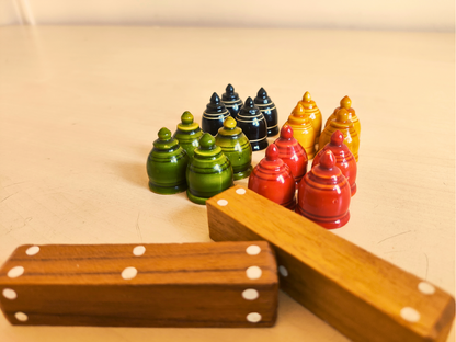 Pagade – Classic Indian Board Game in Blue & Red | Traditional Pachisi (Parcheesi) Set