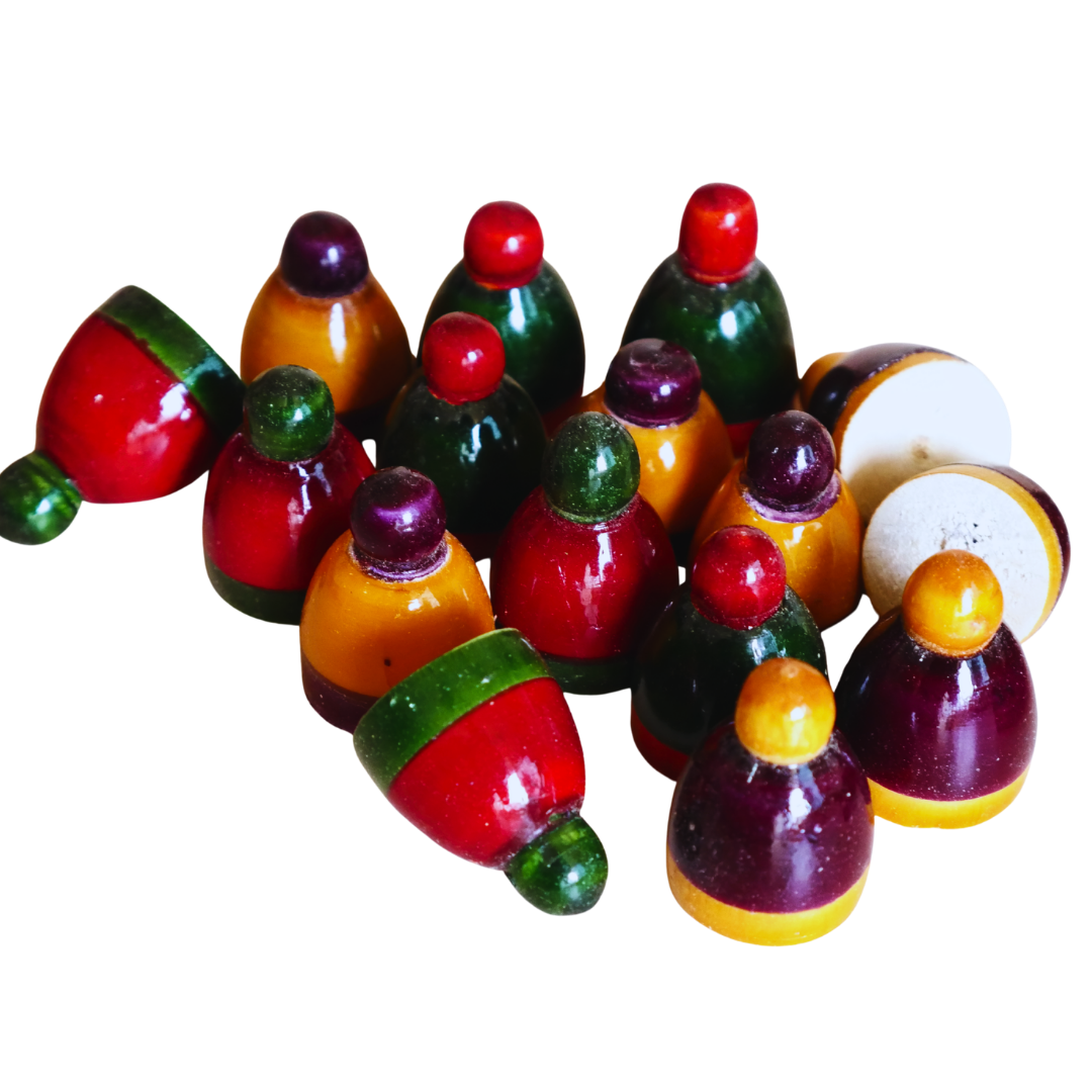 Pagade Game Pawns | Handcrafted Channapatna Pieces for Pachisi / Parcheesi