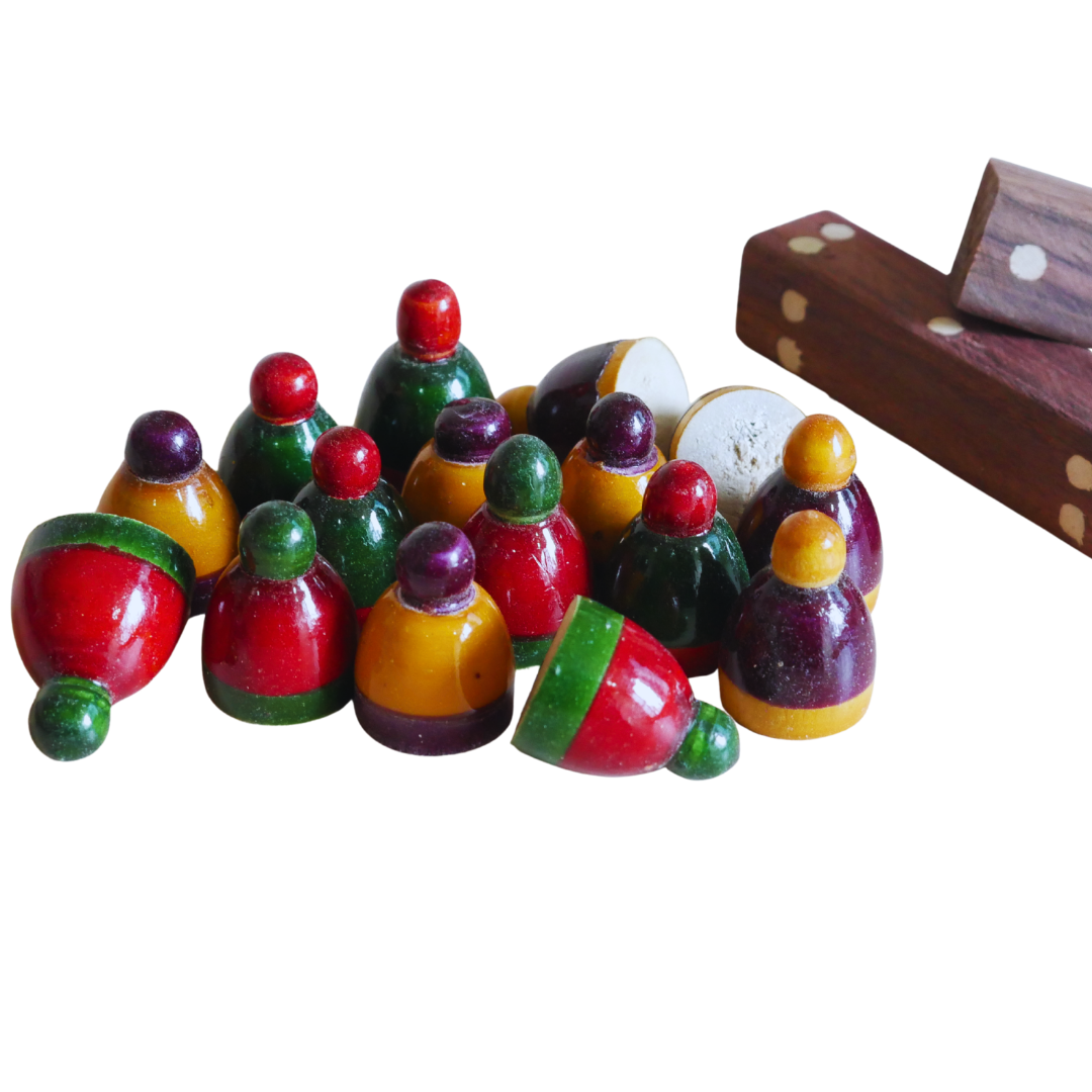 Pagade Game Pawns | Handcrafted Channapatna Pieces for Pachisi / Parcheesi