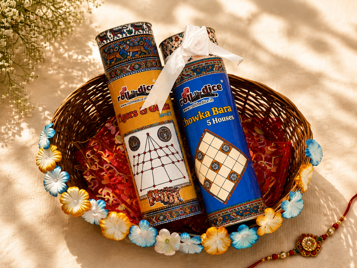 Classic Aadu Huli Level 3 & Classic Chowka Bara 5 House Combo Traditional Indian Board Games