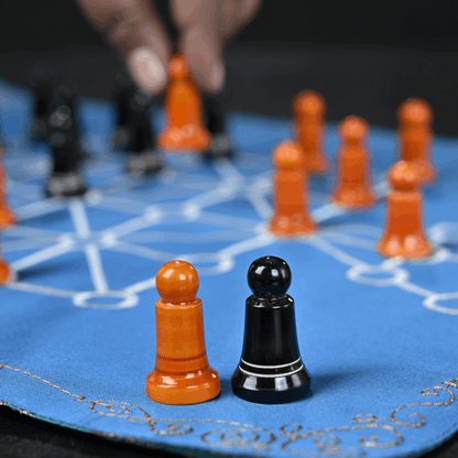 Six soldiers from the Roll the Dice SholoGutti board game, featuring colorful game pieces on a game board.