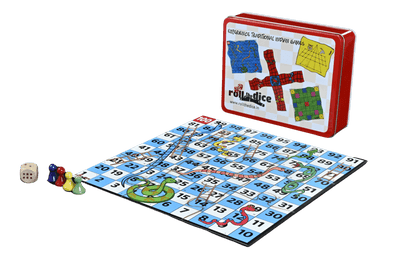 Roll the Dice Snake and Ludo board game with colorful snakes and ladders, and classic Ludo pieces for family fun.