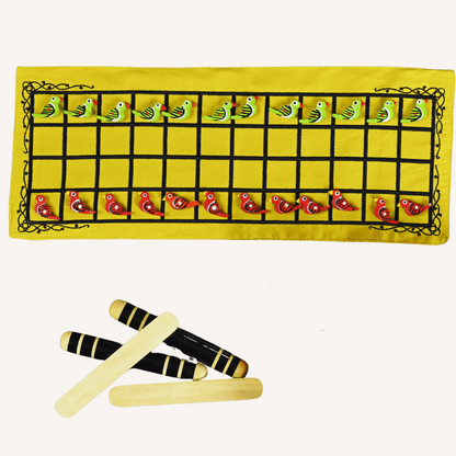 Traditional Taabla board game with wooden pieces and game board, by Roll the Dice, used for strategic play and cultural entertainment.