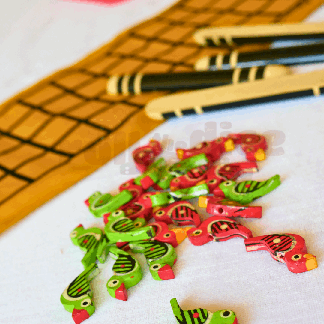 Roll the Dice Taabla board game with traditional Indian design, featuring a wooden game board and game pieces.