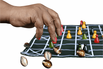 Chomal Ishto board game by Roll the Dice featuring a 5 and 7 Houses combo on the chowka bara game board.
