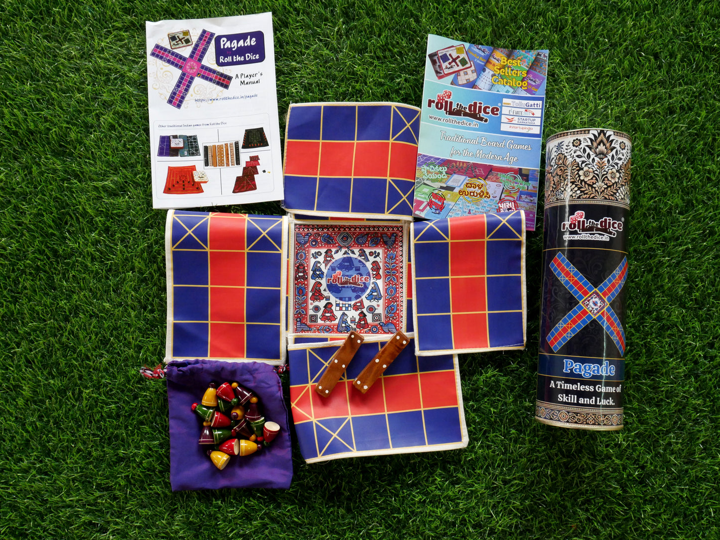 Pagade – Classic Indian Board Game in 4 Colors | Traditional Pachisi (Parcheesi) Set