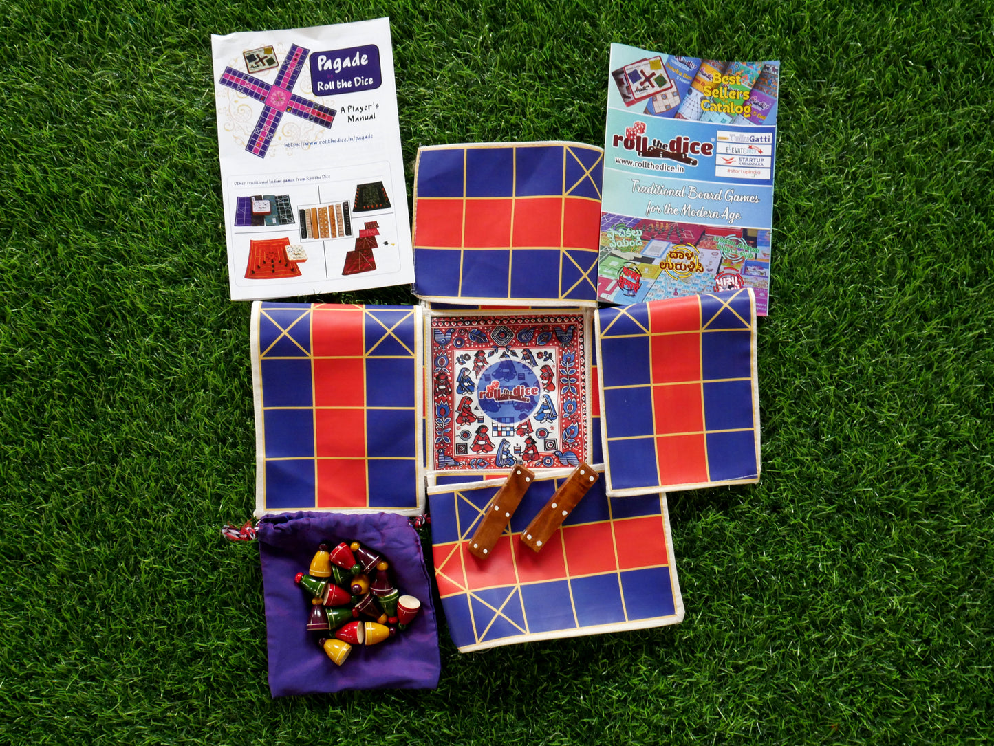 Pagade – Classic Indian Board Game in 4 Colors | Traditional Pachisi (Parcheesi) Set