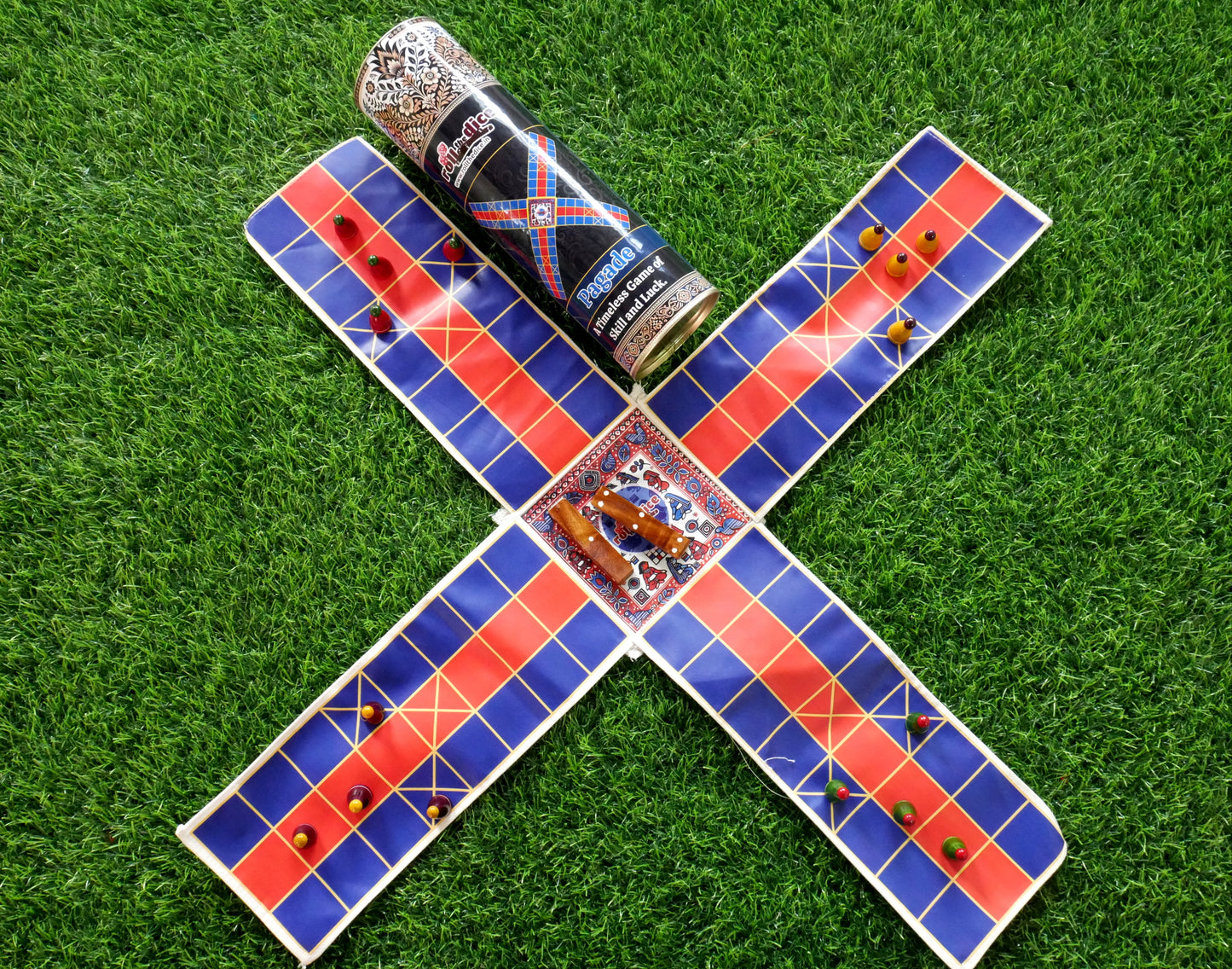 Pagade – Classic Indian Board Game in 4 Colors | Traditional Pachisi (Parcheesi) Set