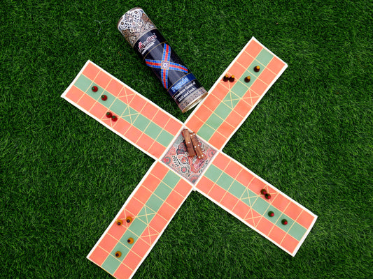 Pagade – Classic Indian Board Game in Orange & Green | Traditional Pachisi (Parcheesi) Set
