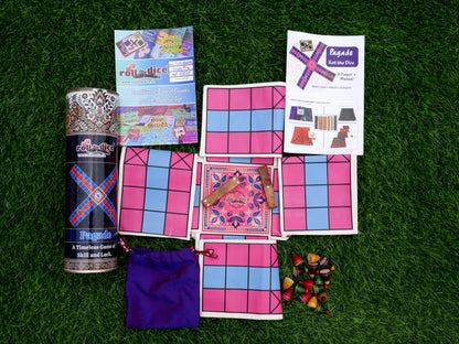 Pagade – Classic Indian Board Game in Pink & Blue | Traditional Pachisi (Parcheesi) Set