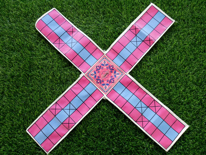 Pagade – Classic Indian Board Game in Pink & Blue | Traditional Pachisi (Parcheesi) Set