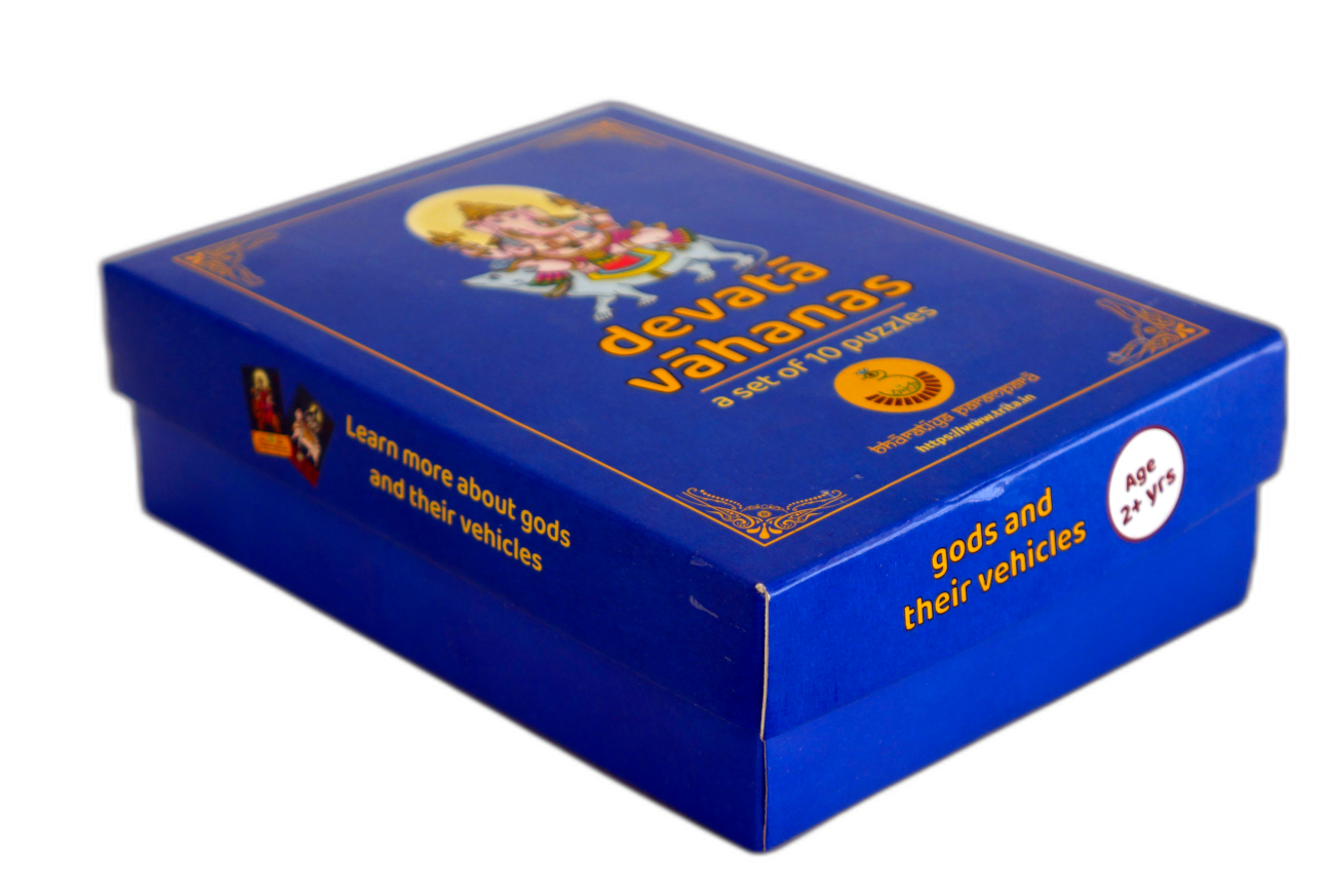 perspective view of kids gift box of best selling devata vahanas activities